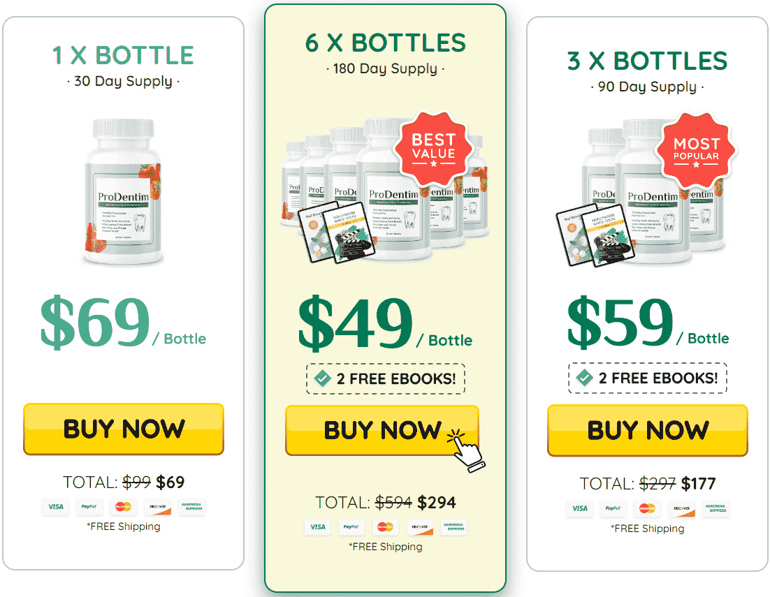 ProDentim pricing breakdown by bottle quantity